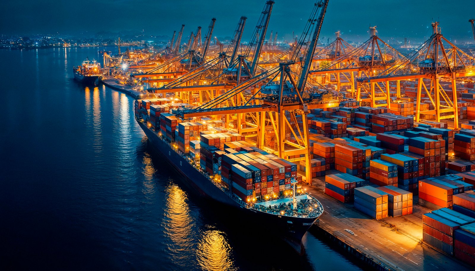 cargo-ship-night-busy-port